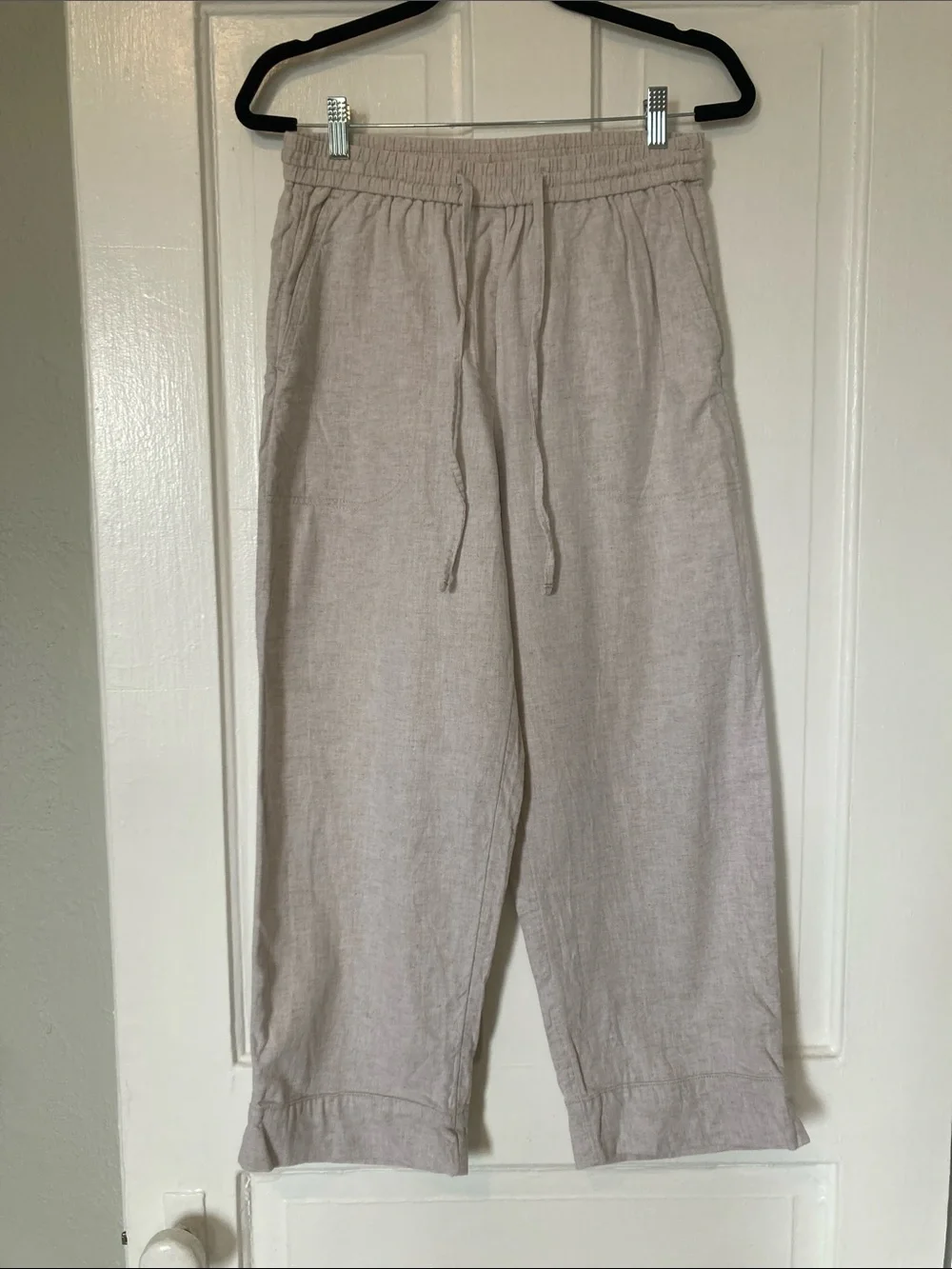 Banana Republic High Waisted Linen-Cotton Blend Cropped Pants